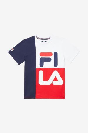 FILA Stacked Colorblocked Tee Shirts Red,Kids Clothing | CA.ULDNJK671